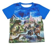Modro-zelené tričko s dinosaury