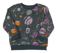 Tmavosivá mikina s planetami Tu