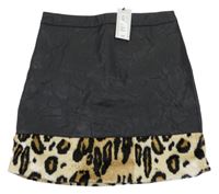 Nové - Čierna koženková sukňa s kožešinou River Island