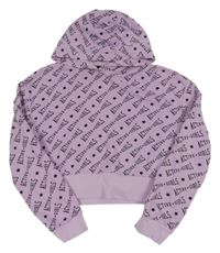 Lila crop mikina s nápismi a kapucňou C&A
