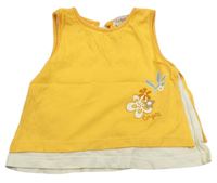 Žlto-smotanová tepláková tunika s kvetmi
