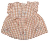 Starorůžovo-bílá kostkovaná tunika s králíky M&S