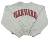 Sivá melírovaná crop mikina s nápisem - Harvard