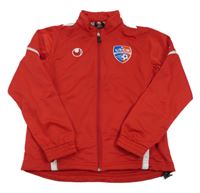 Červená športová prepínaci mikina s erbem a výšivkou