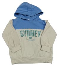 Modro-smotanová mikina s nápisom a kapucňou H&M