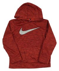 Vínovo-černá melírovaná sportovní thermo mikina s logem a kapucí Nike