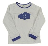 Bílo-modré pyžamové triko s mrakem 