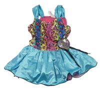 Kostým - modro-růžovo-barevné šaty s flitry 