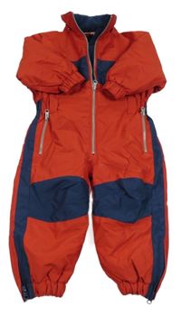 Červeno-tmavomodrá šusťáková zimní kombinéza 