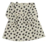 Smetanovo-šedé květované teplákové šaty Zara