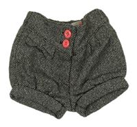 Černo-šedé vzorované podšité kraťasy 