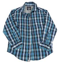 Tmavomodro-tyrkysovo-šedá kostkovaná košile Calvin Klein