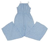 Světlemodro-bílý květovaný lehký kalhotový overal H&M