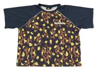 Tmavomodro-hnedo-žlté vzorované športové tričko s logom hummel
