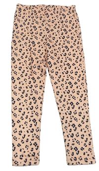 Růžovo-černé sametové legíny s leopardím vzorem Matalan