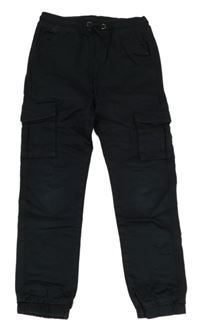 Černé teplákové cargo cuff kalhoty Tu
