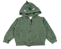 Khaki prepínaci mikina s dinem a kapucňou M&Co.