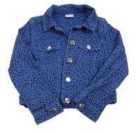 Tmavomodro-čierna bodkovaná á rifľová crop bunda F&F