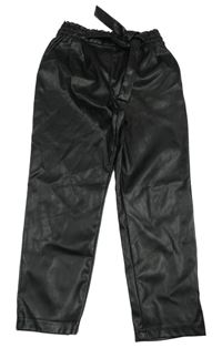Černé koženkové kalhoty s páskem H&M