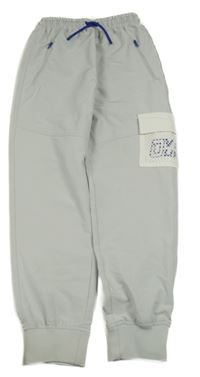 Šedo-bílé šusťákové kalhoty s kapsou Ergeenomixx