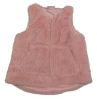 Ružová chlpatá podšitá prepínaci vesta
