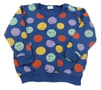 Tmavomodro-farebná mikina so smajlíkmi