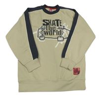 Béžovo-antracitová mikina s nápisom a skateboardom C&A