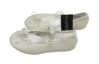 Nové - Bílé třpytivé baleríny s mašlemi vel. 25