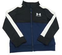 Černo-tmavomodro-bílá propínací sportovní mikina s logem Under Armour