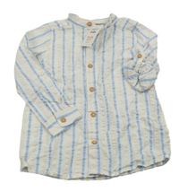 Nové - Bielo-světlemodro-béžová pruhovaná prepínaci košeľa Pep&Co