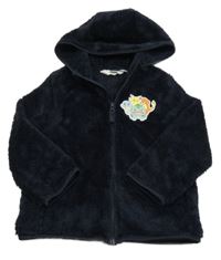 Tmavomodrá chlpatá prepínaci mikina s jednorožcami a kapucňou H&M