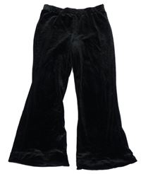 Čierne zamatové trblietavé crop flare legíny Matalan