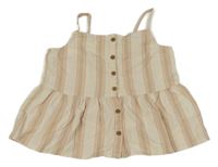 Béžovo-smotanový pruhovaný prepínaci top H&M