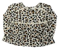 Béžovo-černo-hnědé triko s leopardím vzorem 