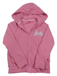 Růžová propínací mikina s potiskem a kapucí - Barbie
