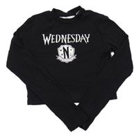 Černé žebrované crop triko - Wednesday H&M