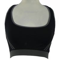 Dámský černo-šedý sportovní crop top s pruhy 