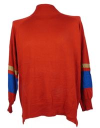 Dámsky červený ľahký sveter s pruhmi zn. Next