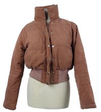 Dámska hrdzavá šušťáková zateplená crop bunda PrettyLittle Thing