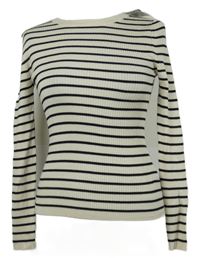 Nové - Dámský smetanovo-černý pruhovaný žebrovaný svetr Primark 