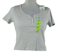 Nové - Dámske hnedo-biele rebrované crop tričko Primark