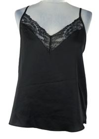 Dámský černý saténový top s krajkou Gina Tricot 