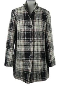 Dámský černý kostkovaný vlněný kabát Debenhams 