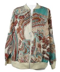 Dámská smetanovo-tyrkysovo-cihlová vzorovaná lehká bunda Shein 