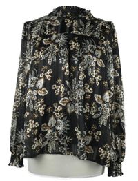 Dámská černá květovaná šifonová halenka se všitým topem 17&Co