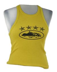 Dámský okrový crop top s potiskem Guerillaz 