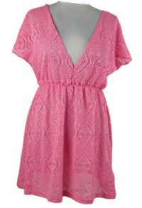 Dámska neónově ružový čipková plážová tunika Janina