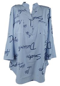 Dámska tmavomodro-biela pruhovaná blúzková á tunika s nápismi Darex