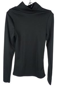 Dámske čierne rebrované tričko so stojačikom H&M