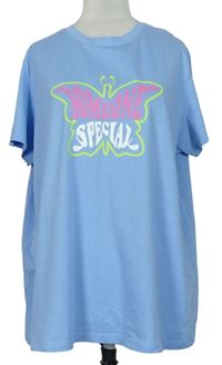 Dámske svetlomodré tričko s motýlkom Primark